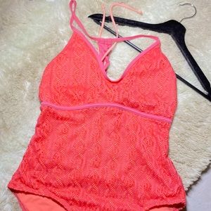 Hot pink / coral one piece swimsuit
